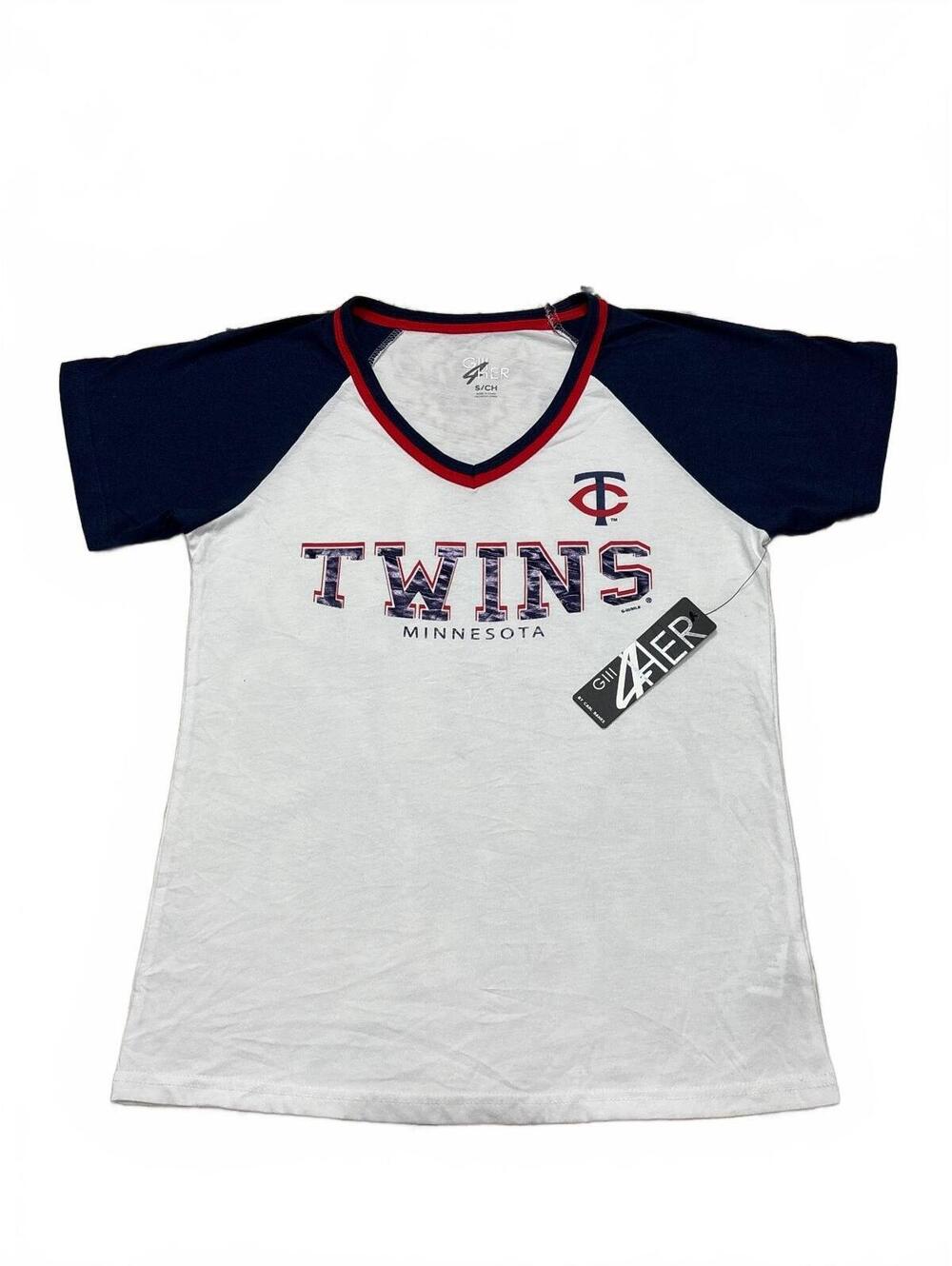 Minnesota Twins 4Her Women's V-Neck Raglan T-Shirt Size S